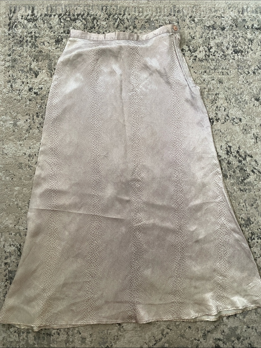 Vintage Joules Taupe Snake-Print A-Line Satin Skirt